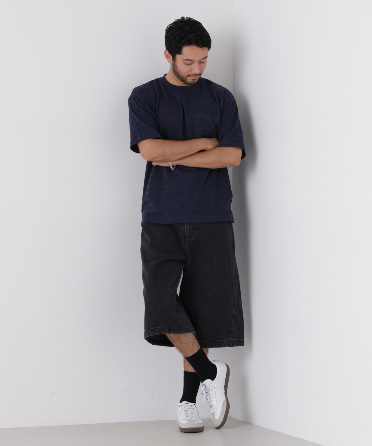 リブボーダーポケットTシャツ 半袖 6726224216