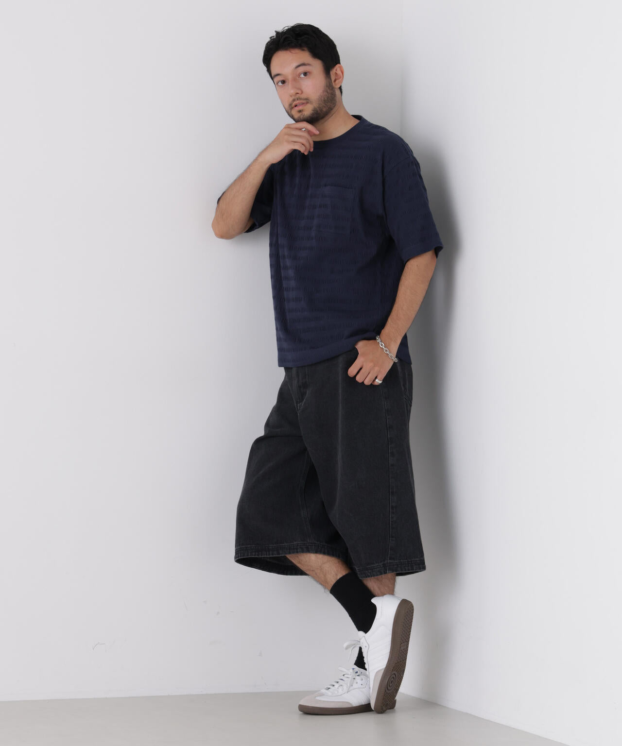 リブボーダーポケットTシャツ 半袖 6726224216