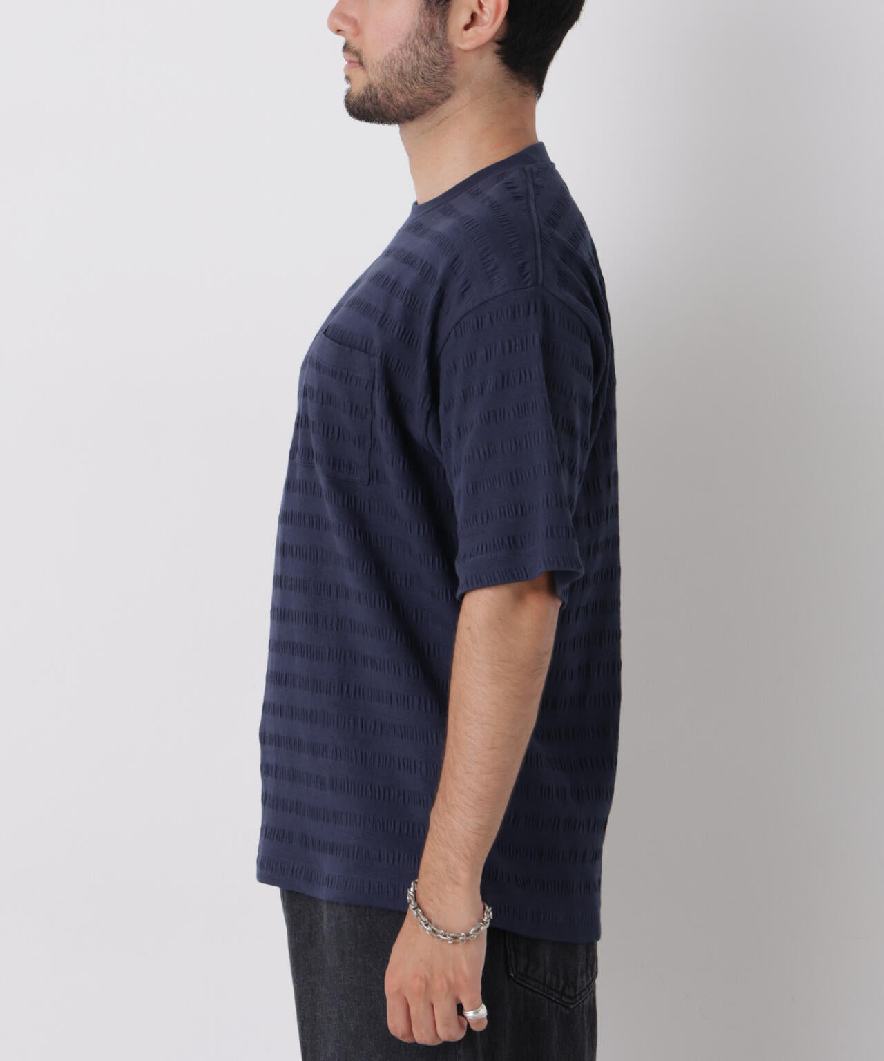 リブボーダーポケットTシャツ 半袖 6726224216