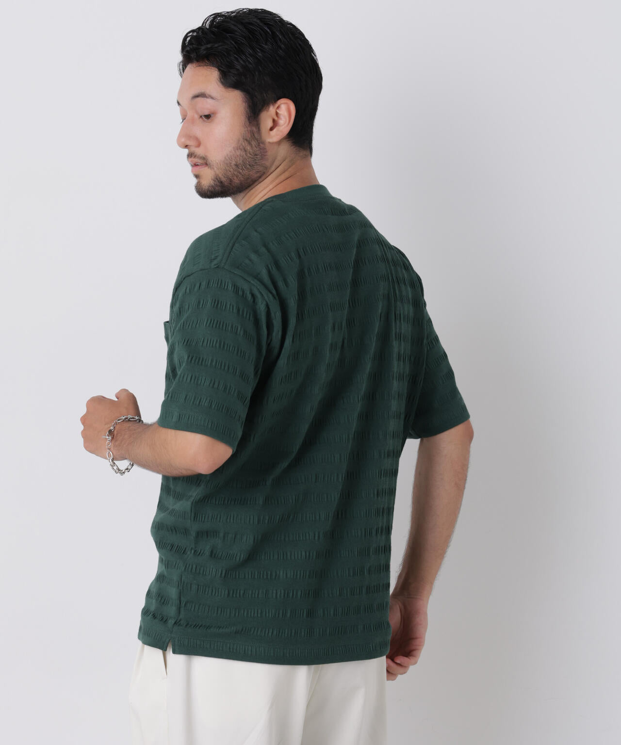リブボーダーポケットTシャツ 半袖 6726224216