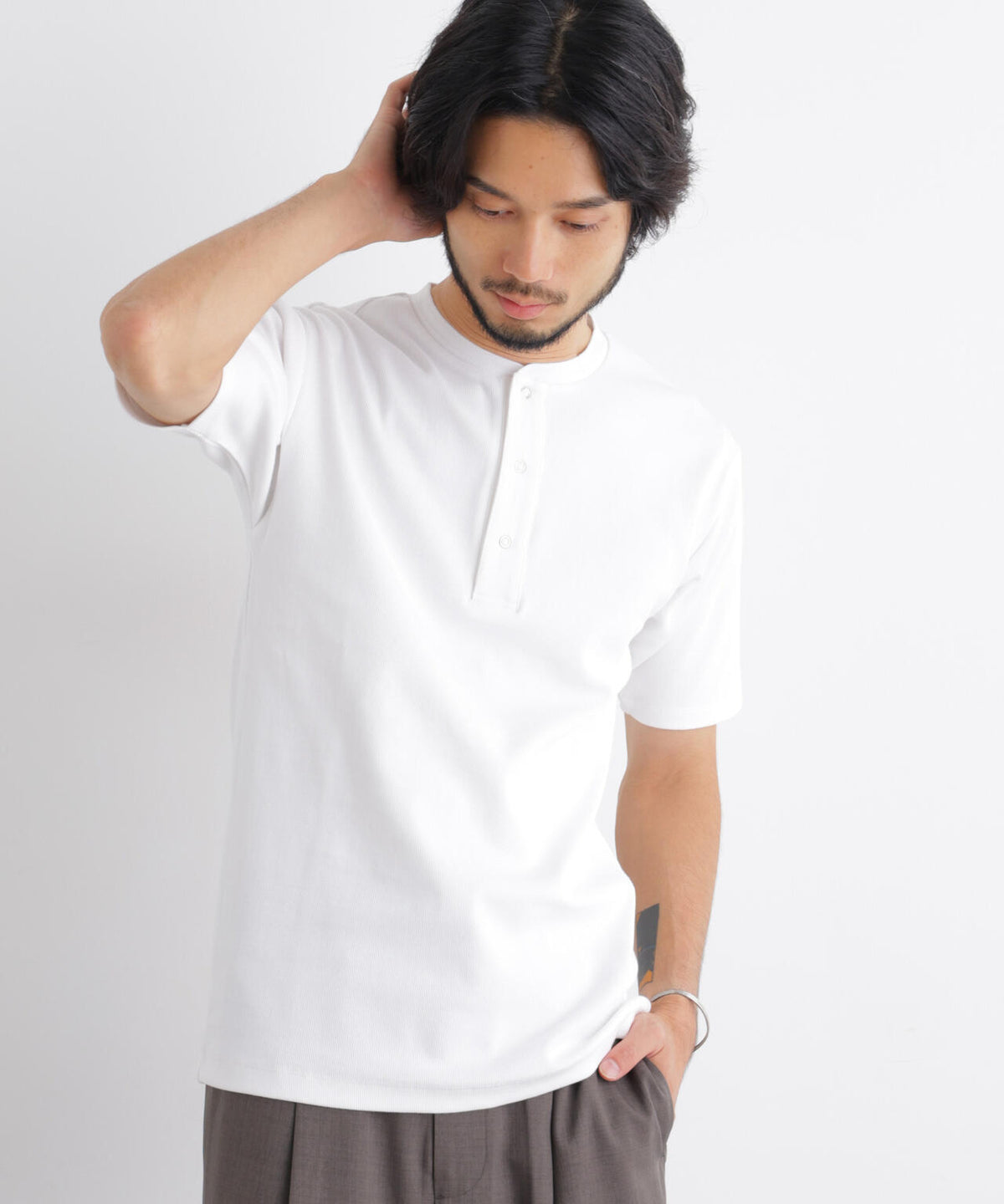 コンパクトヘンリーネックTシャツ 半袖 6726224231