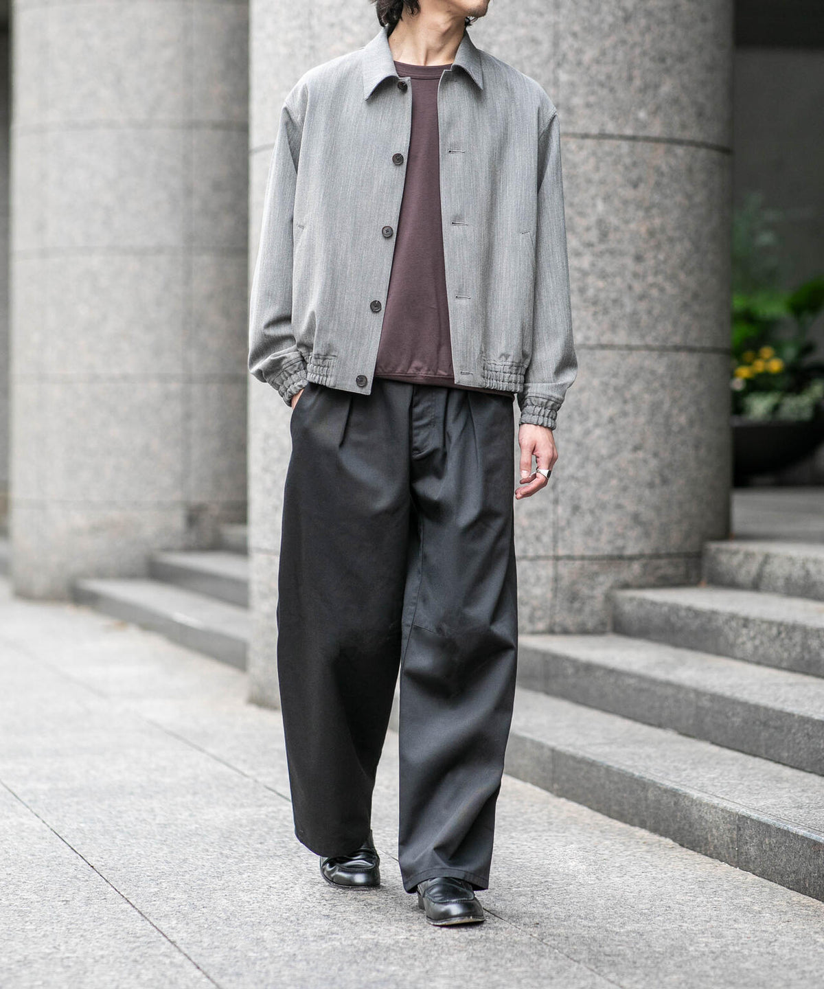 WEB限定/TCツイルワイドタックカーブパンツ 6726227216