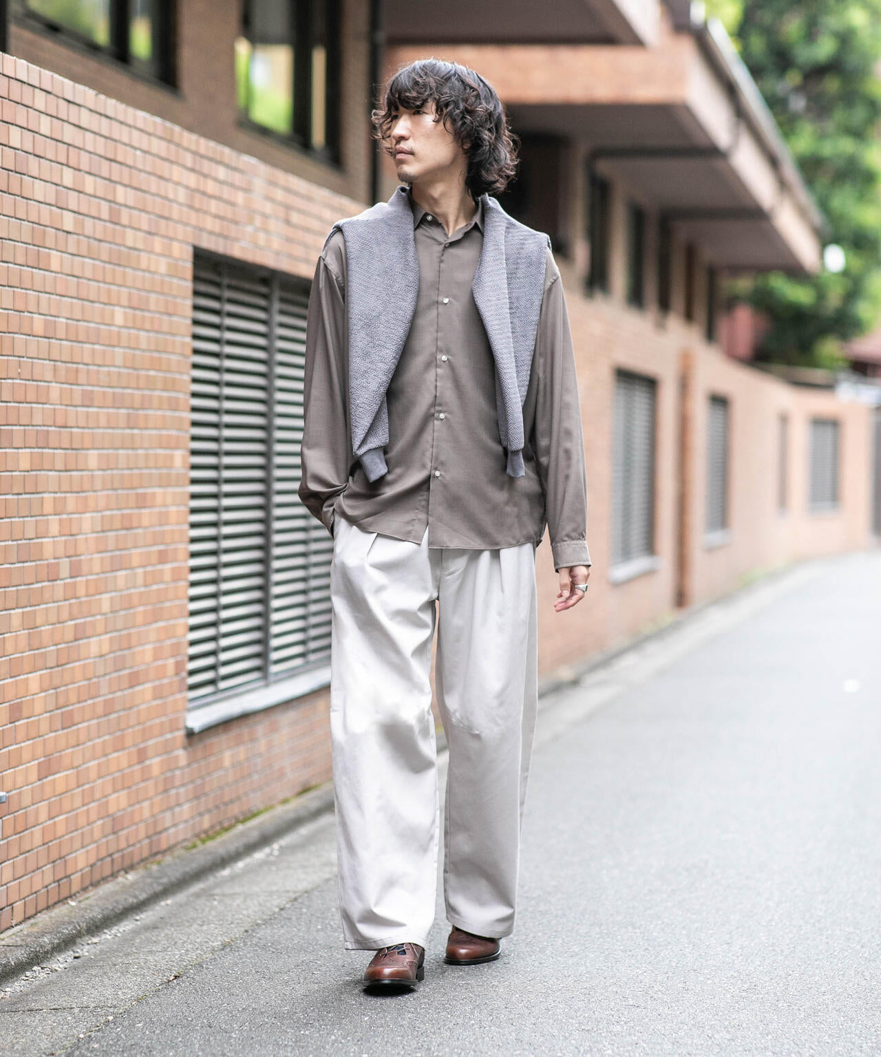 WEB限定/TCツイルワイドタックカーブパンツ 6726227216