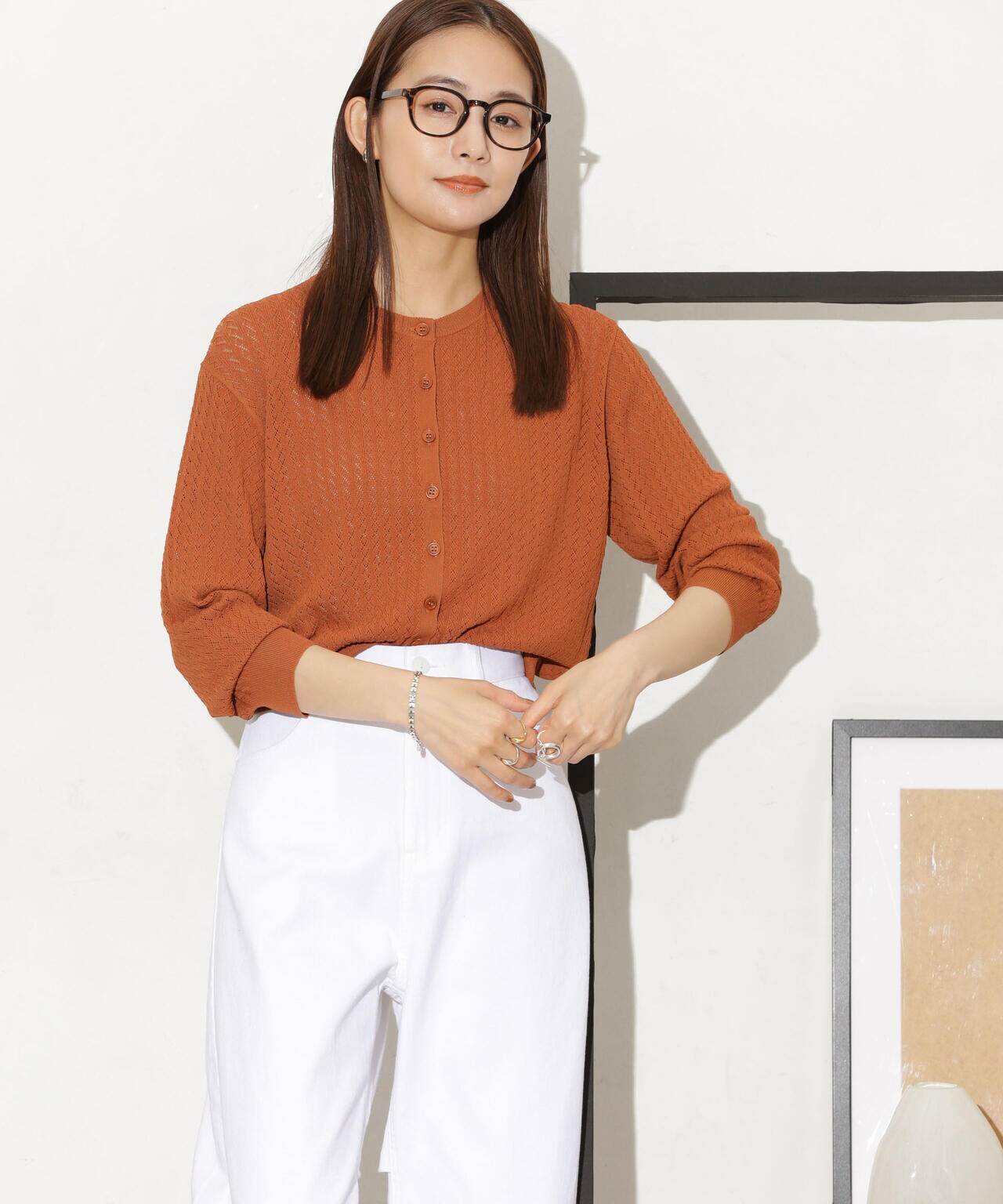 透かし柄ショートカーディガン 6733222333