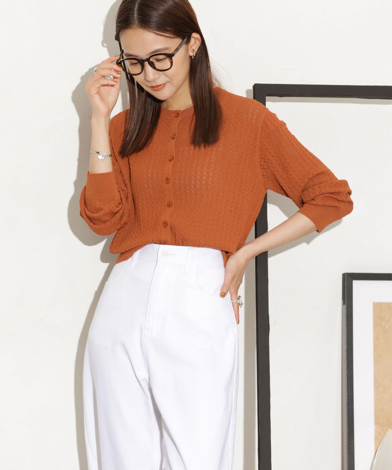 透かし柄ショートカーディガン 6733222333