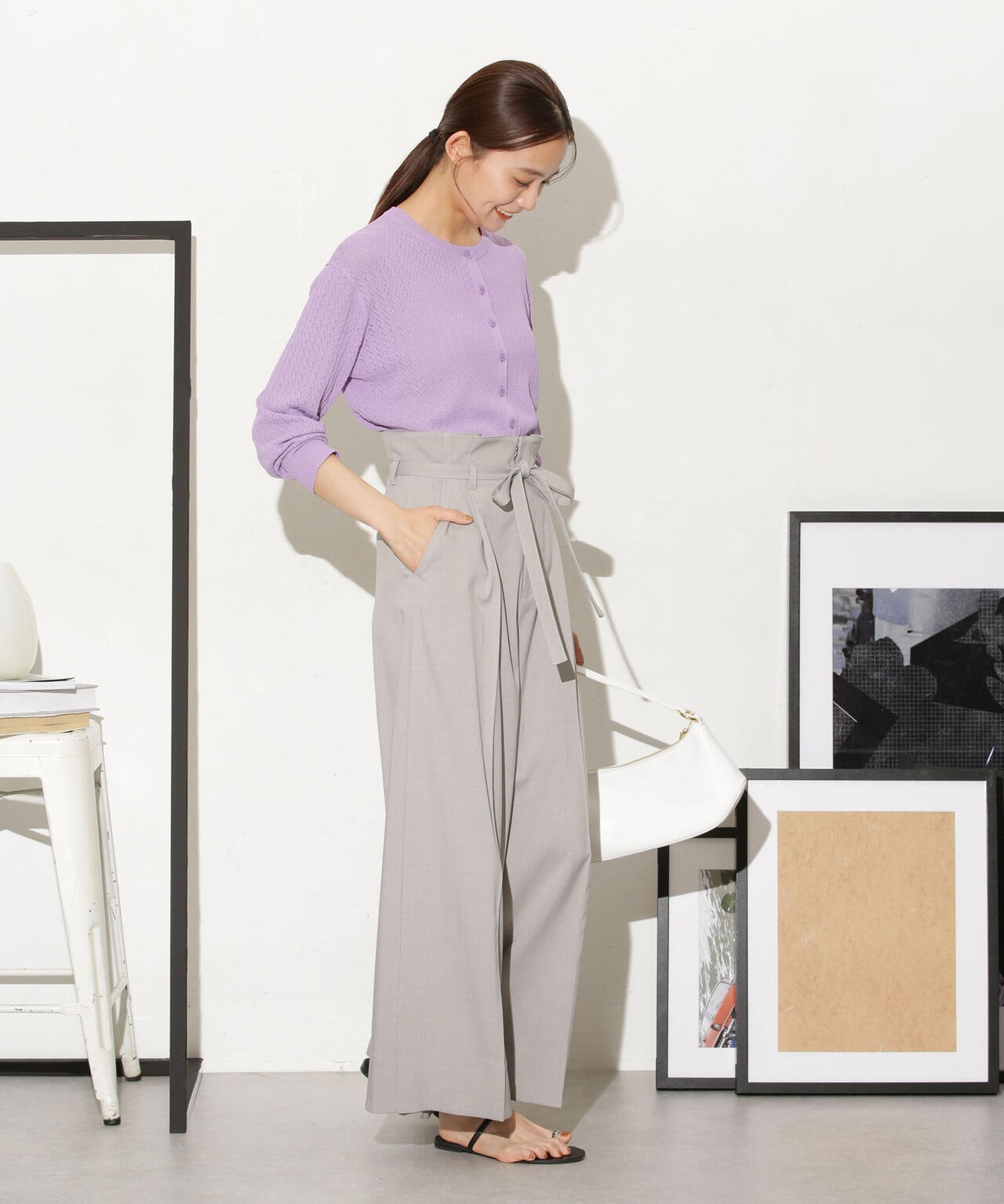 透かし柄ショートカーディガン 6733222333