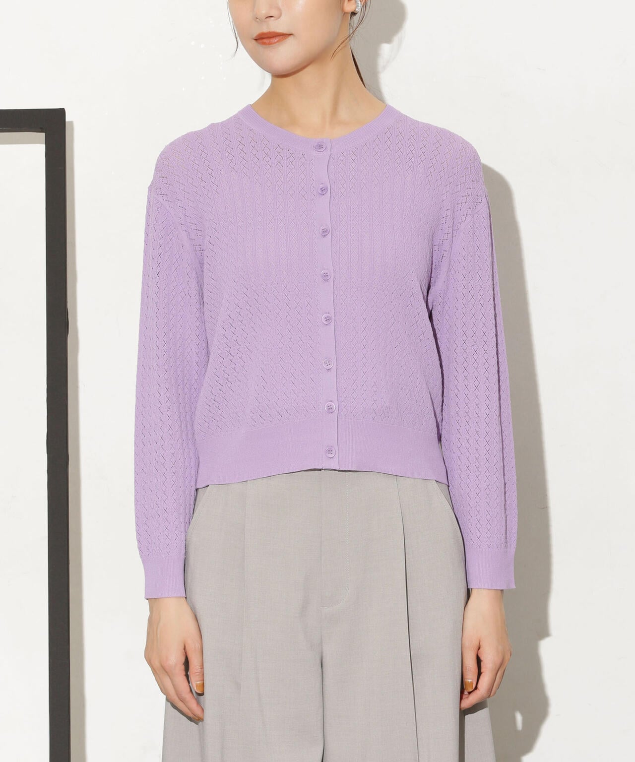 透かし柄ショートカーディガン 6733222333