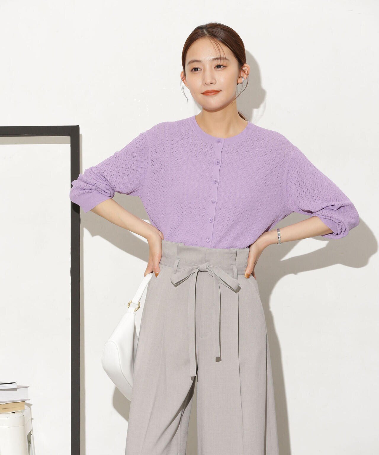 透かし柄ショートカーディガン 6733222333