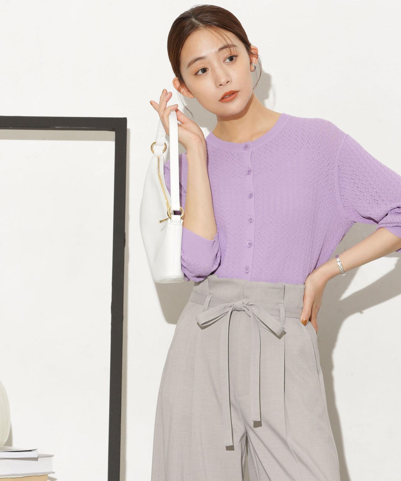 透かし柄ショートカーディガン 6733222333