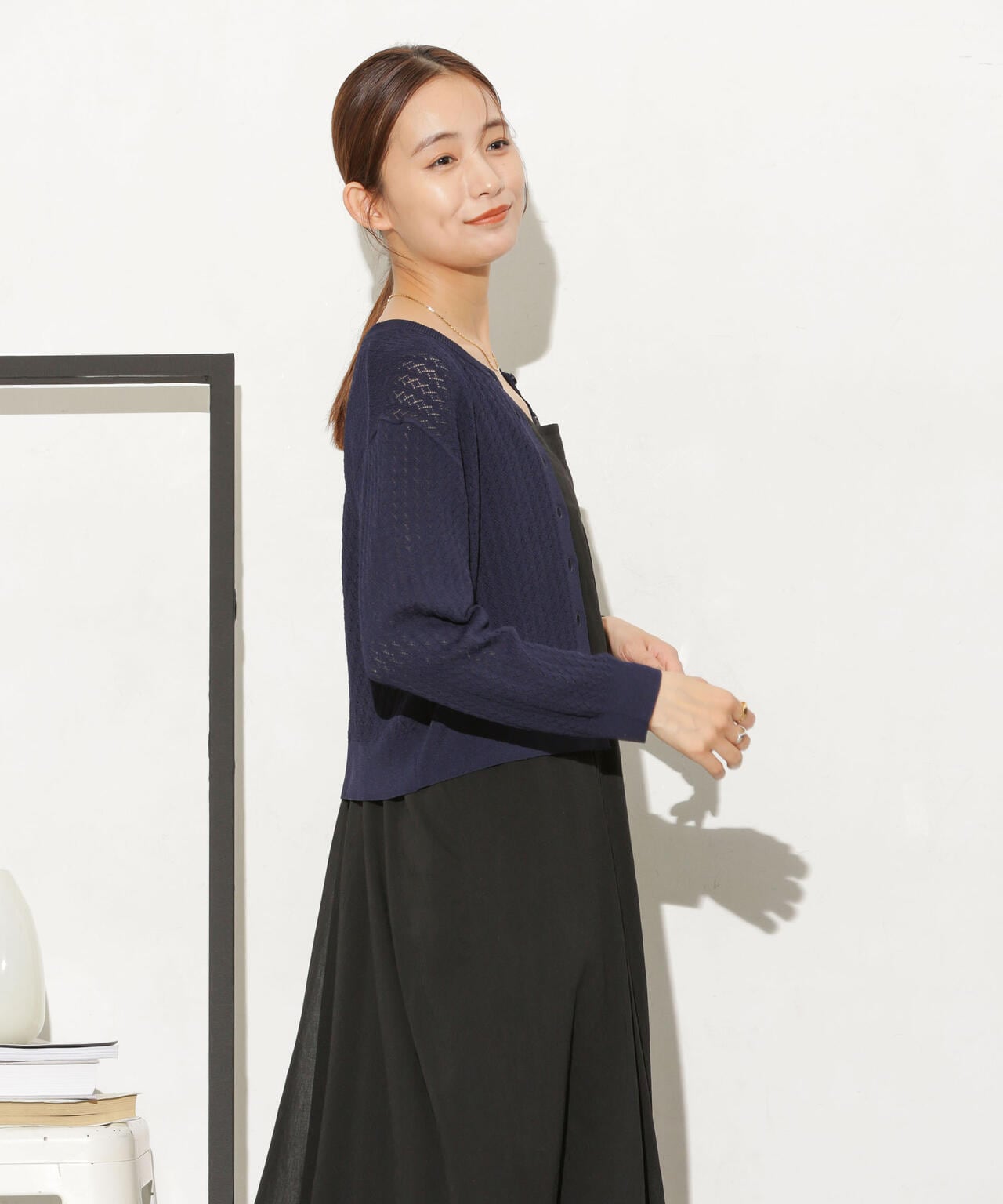 透かし柄ショートカーディガン 6733222333