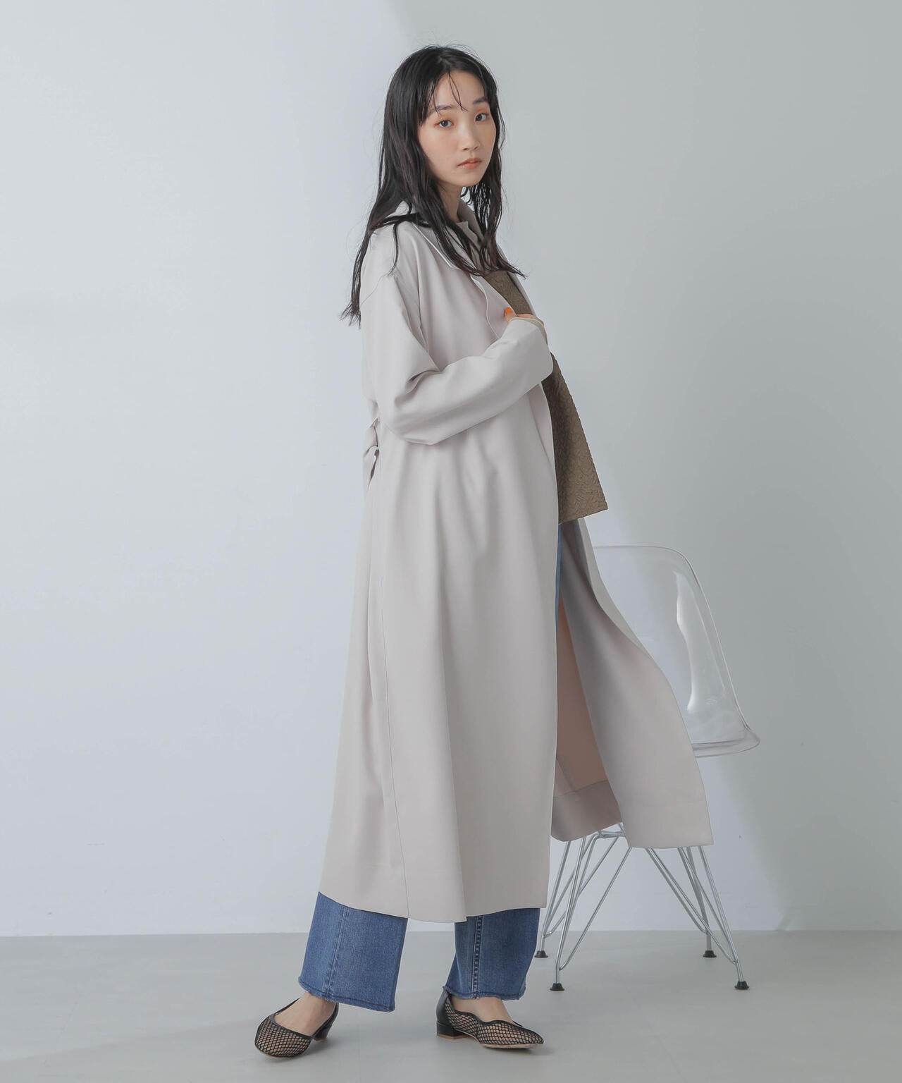 撥水&花粉ガード加工ワイドチェスターコート 6734111307