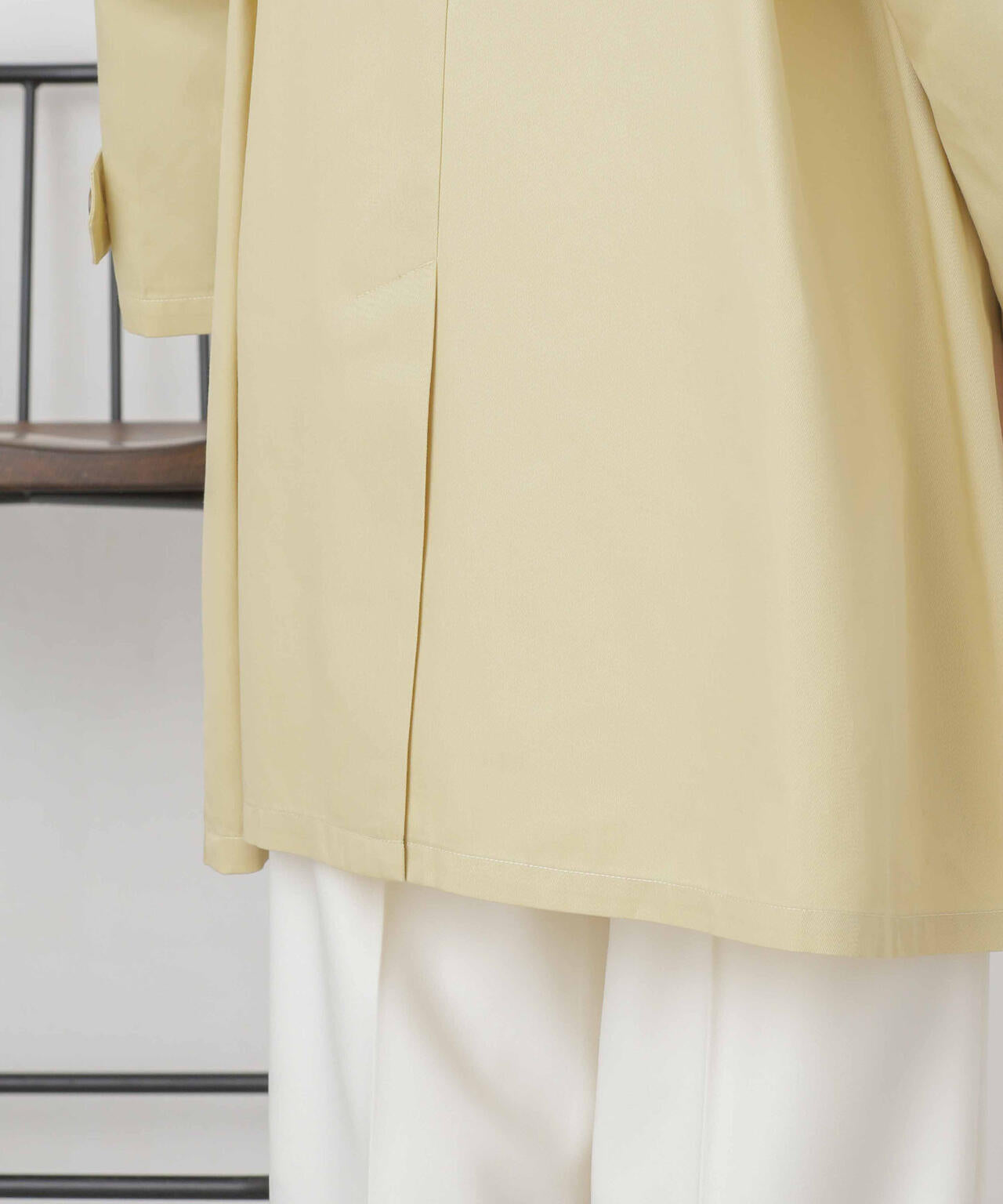 撥水&花粉ガード加工ノーカラーAラインコート 6734111308