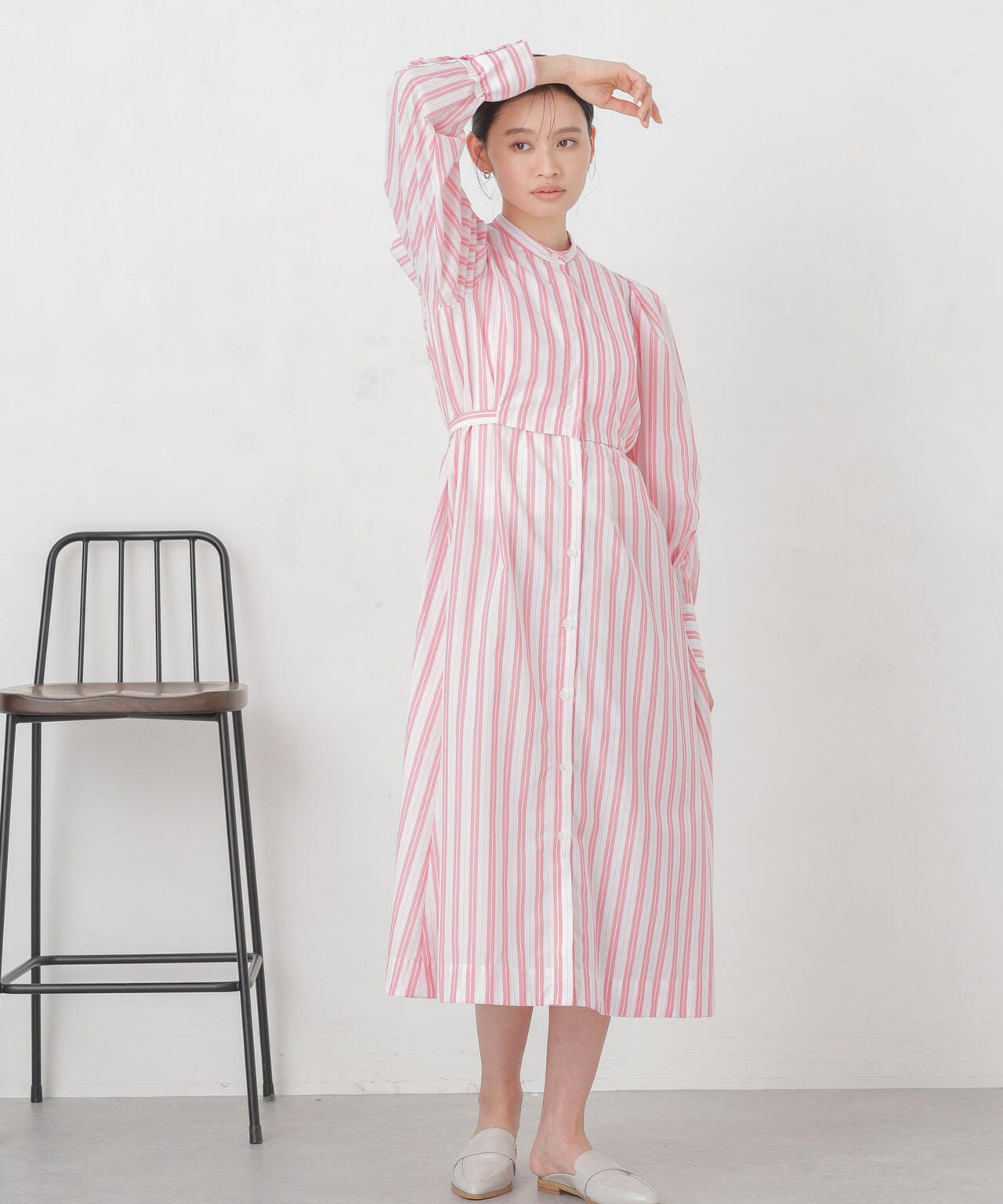 マルチストライプシャツドレス 6734119308