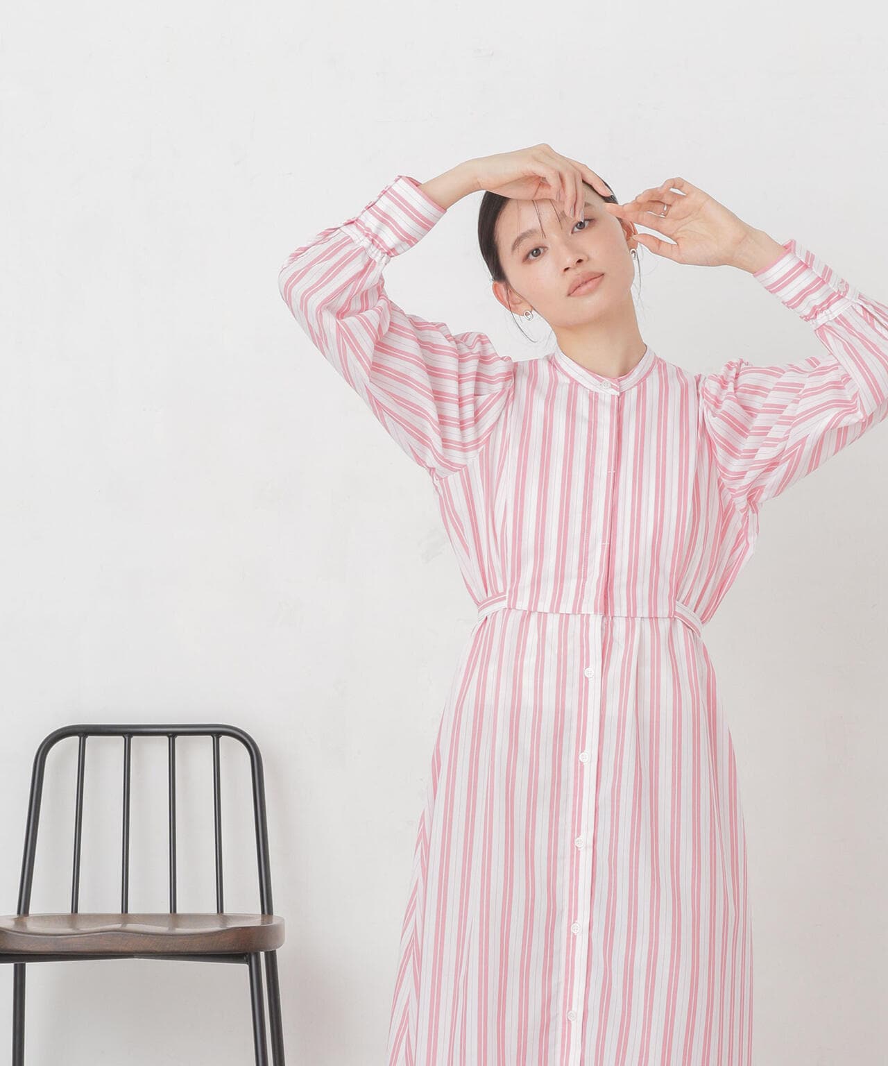 マルチストライプシャツドレス 6734119308