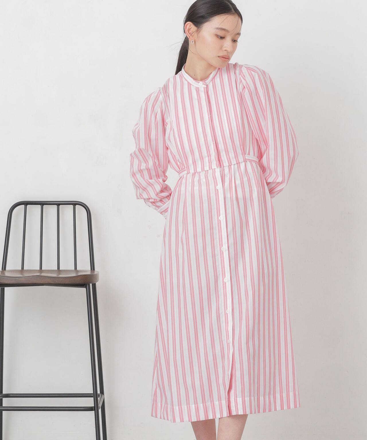 マルチストライプシャツドレス 6734119308