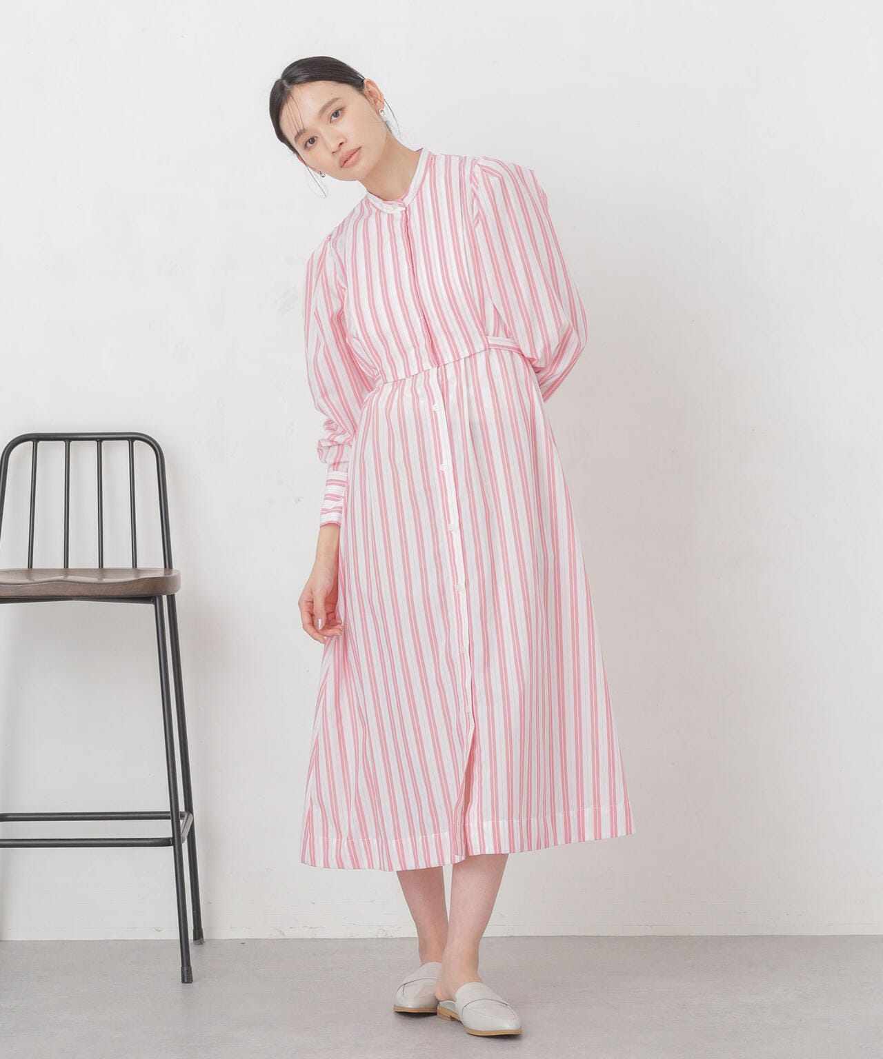 マルチストライプシャツドレス 6734119308