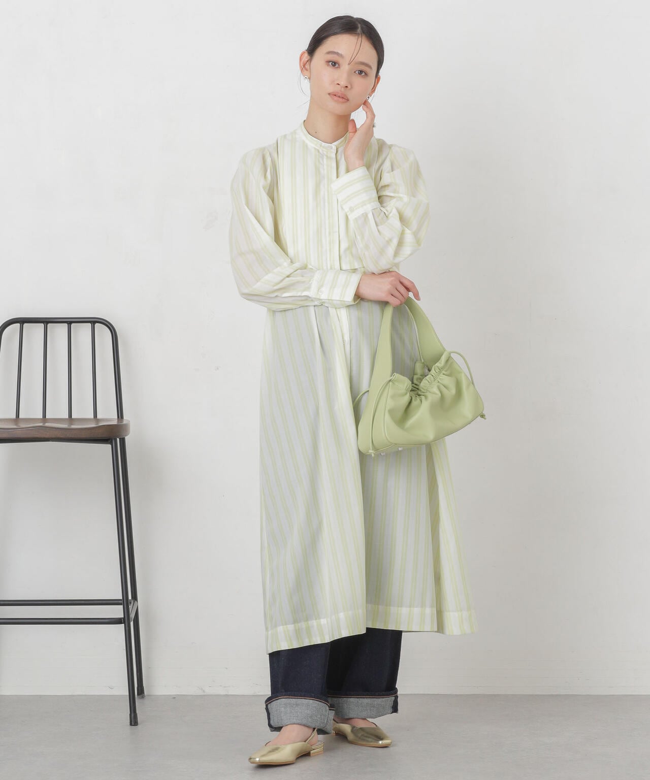 マルチストライプシャツドレス 6734119308