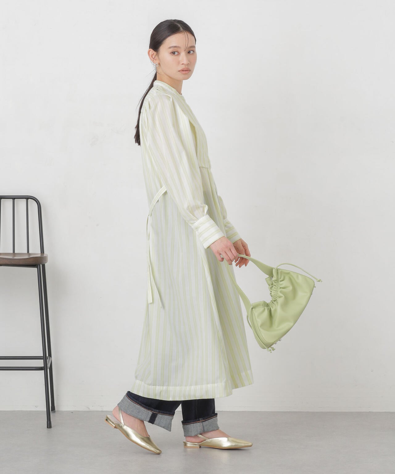 マルチストライプシャツドレス 6734119308