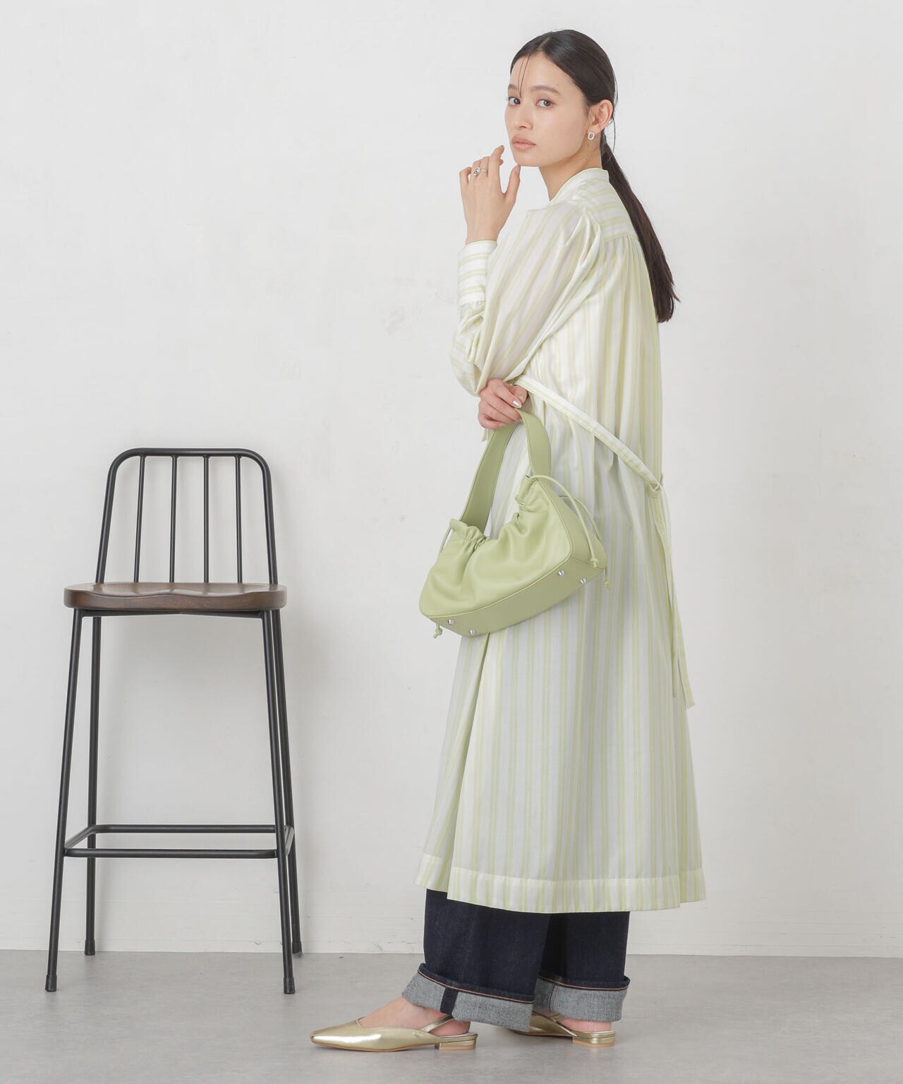 マルチストライプシャツドレス 6734119308