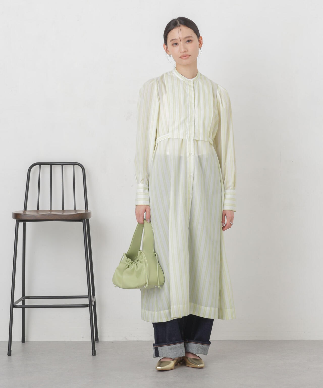 マルチストライプシャツドレス 6734119308