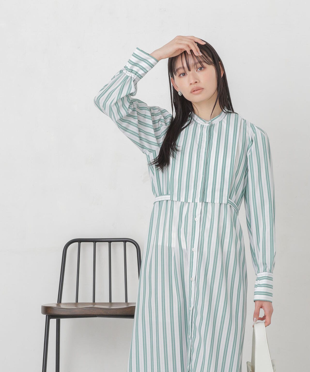 マルチストライプシャツドレス 6734119308