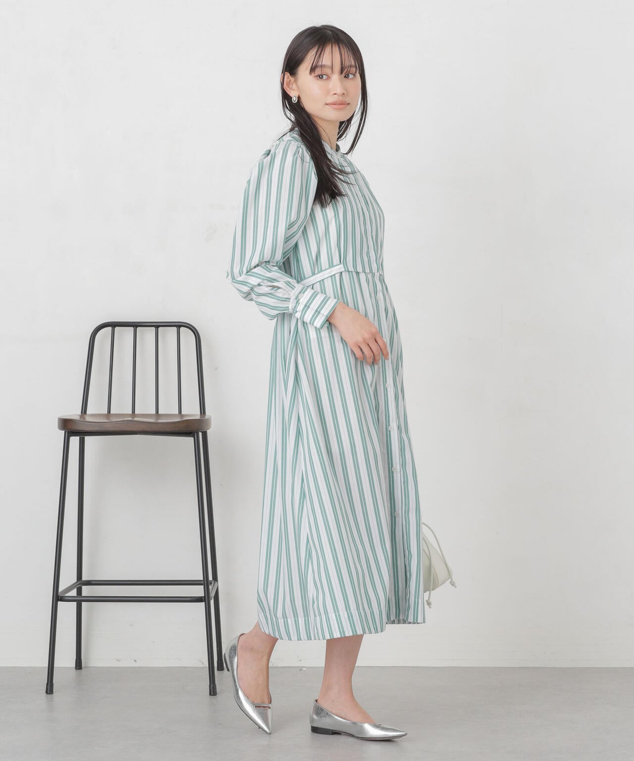 マルチストライプシャツドレス 6734119308