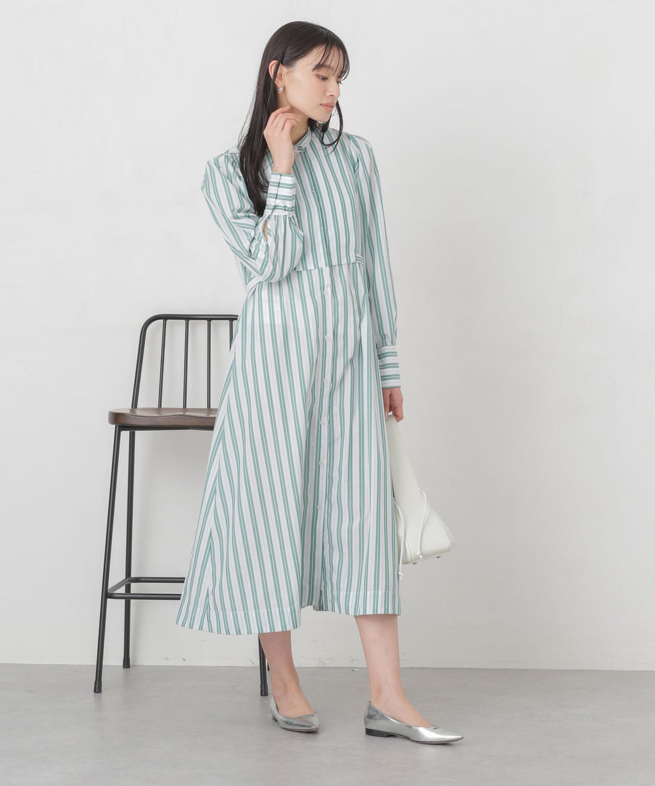 マルチストライプシャツドレス 6734119308