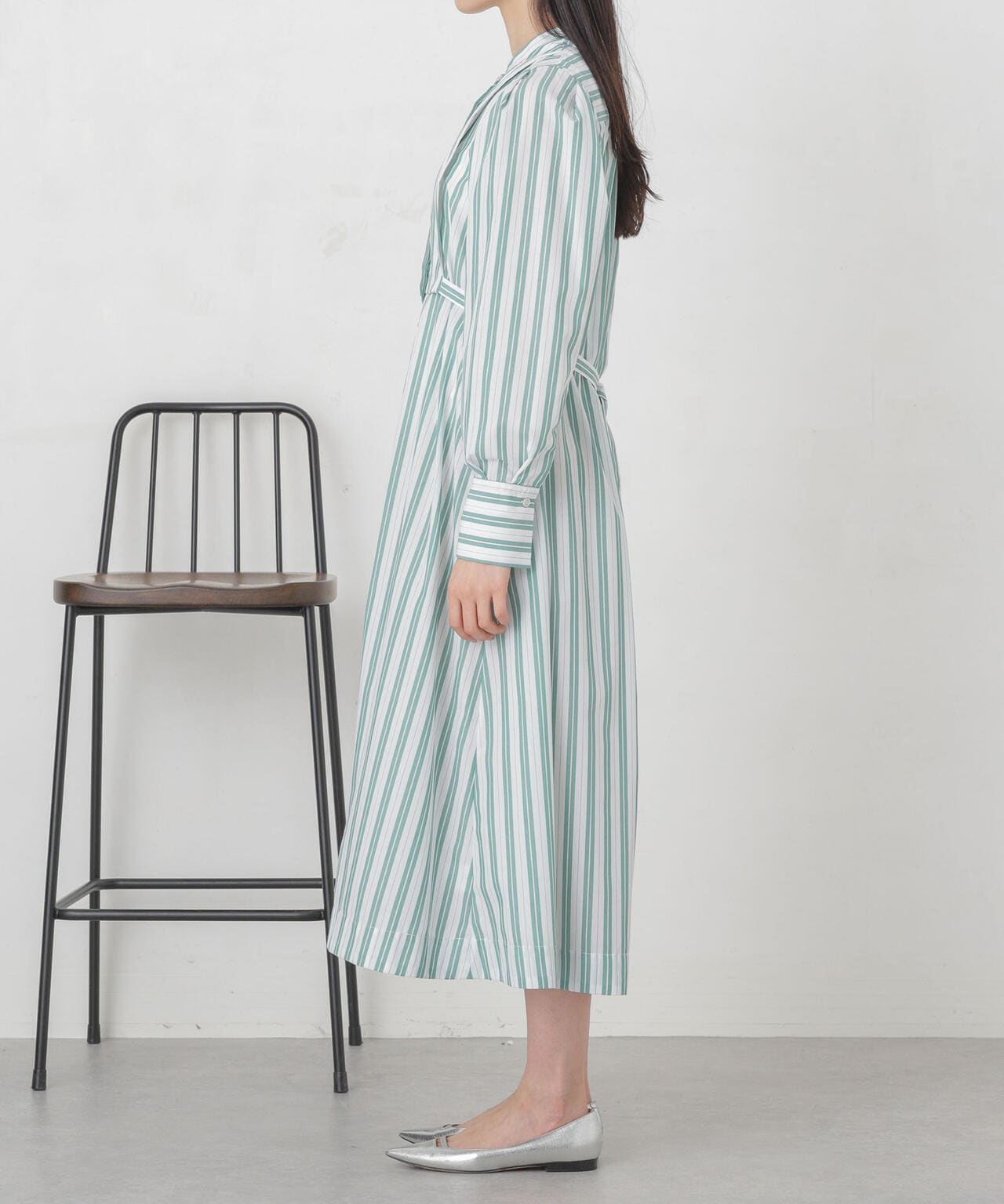 マルチストライプシャツドレス 6734119308