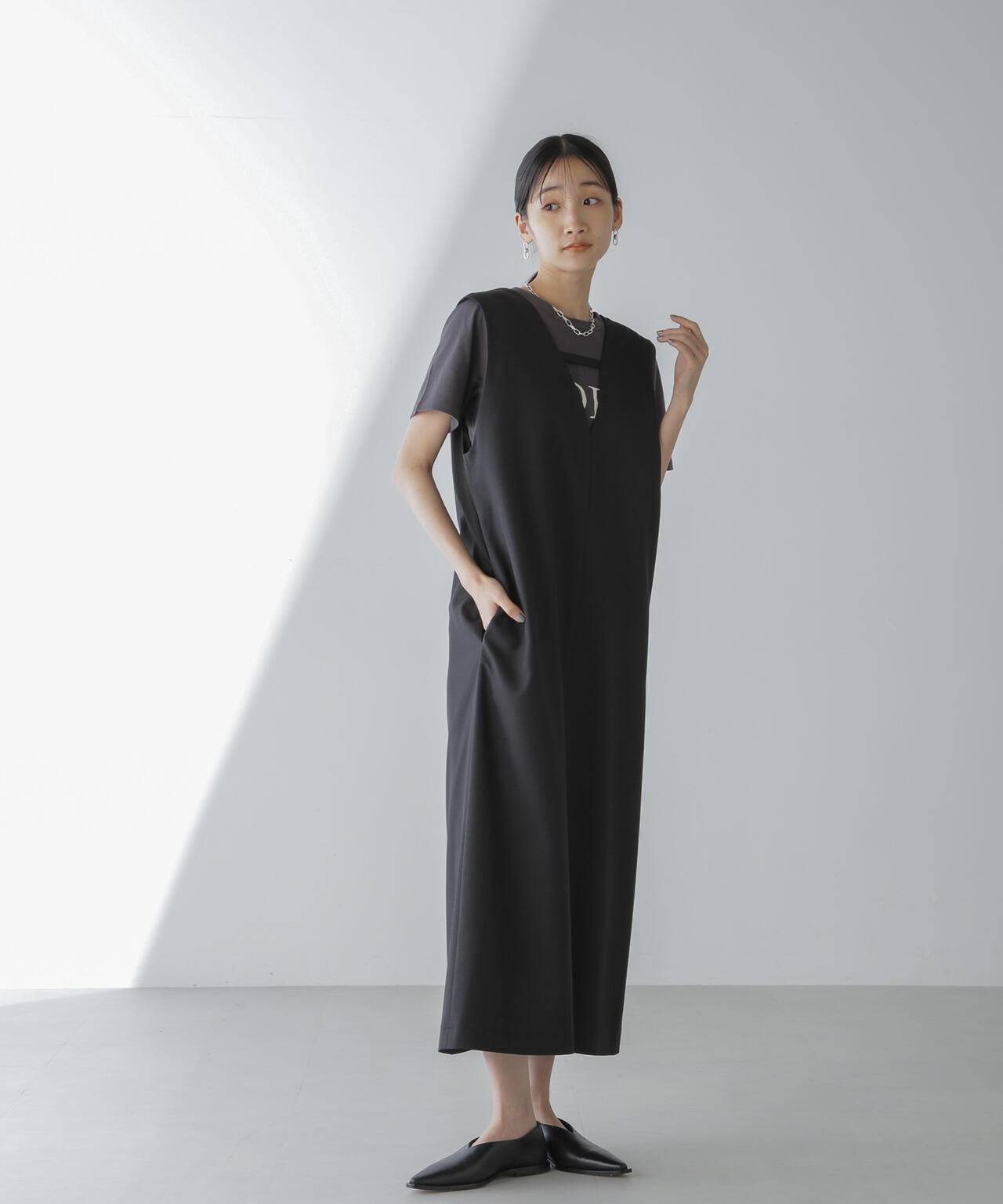 前後2wayロングジレ&ジャンスカワンピース(セットアップ可) 6734119330
