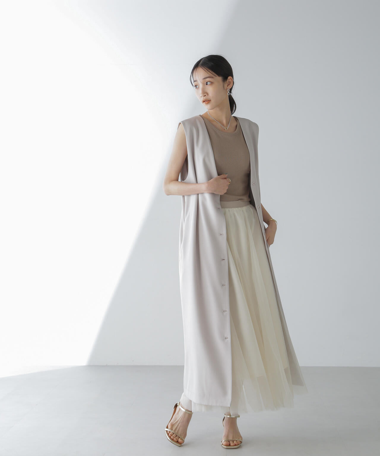 前後2wayロングジレ&ジャンスカワンピース(セットアップ可) 6734119330