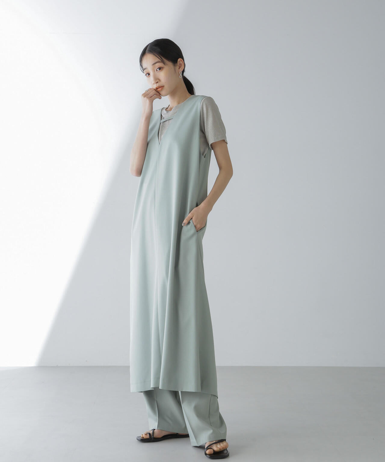 前後2wayロングジレ&ジャンスカワンピース(セットアップ可) 6734119330