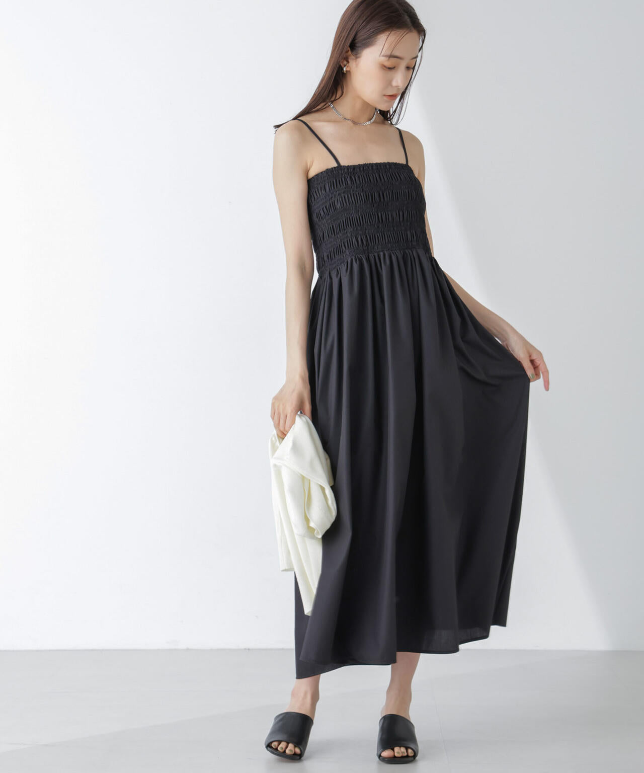 シャーリングキャミソールワンピース 6734119334