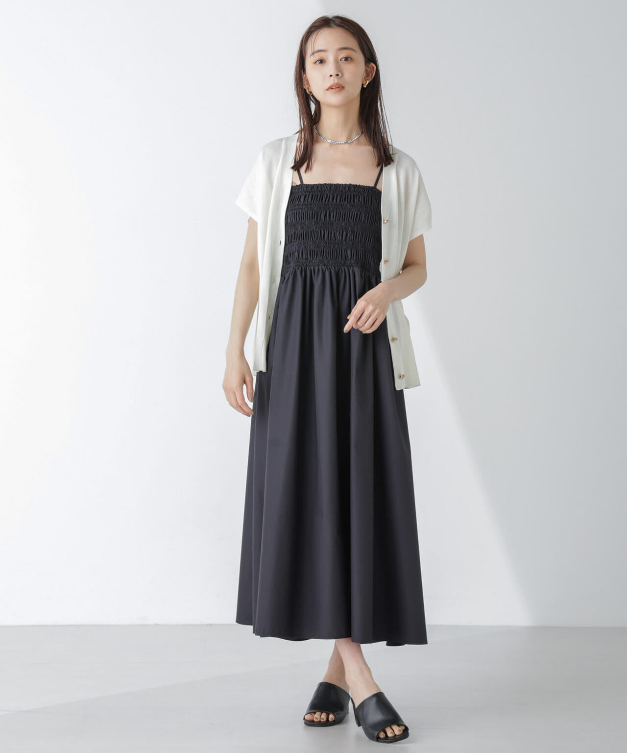 シャーリングキャミソールワンピース 6734119334