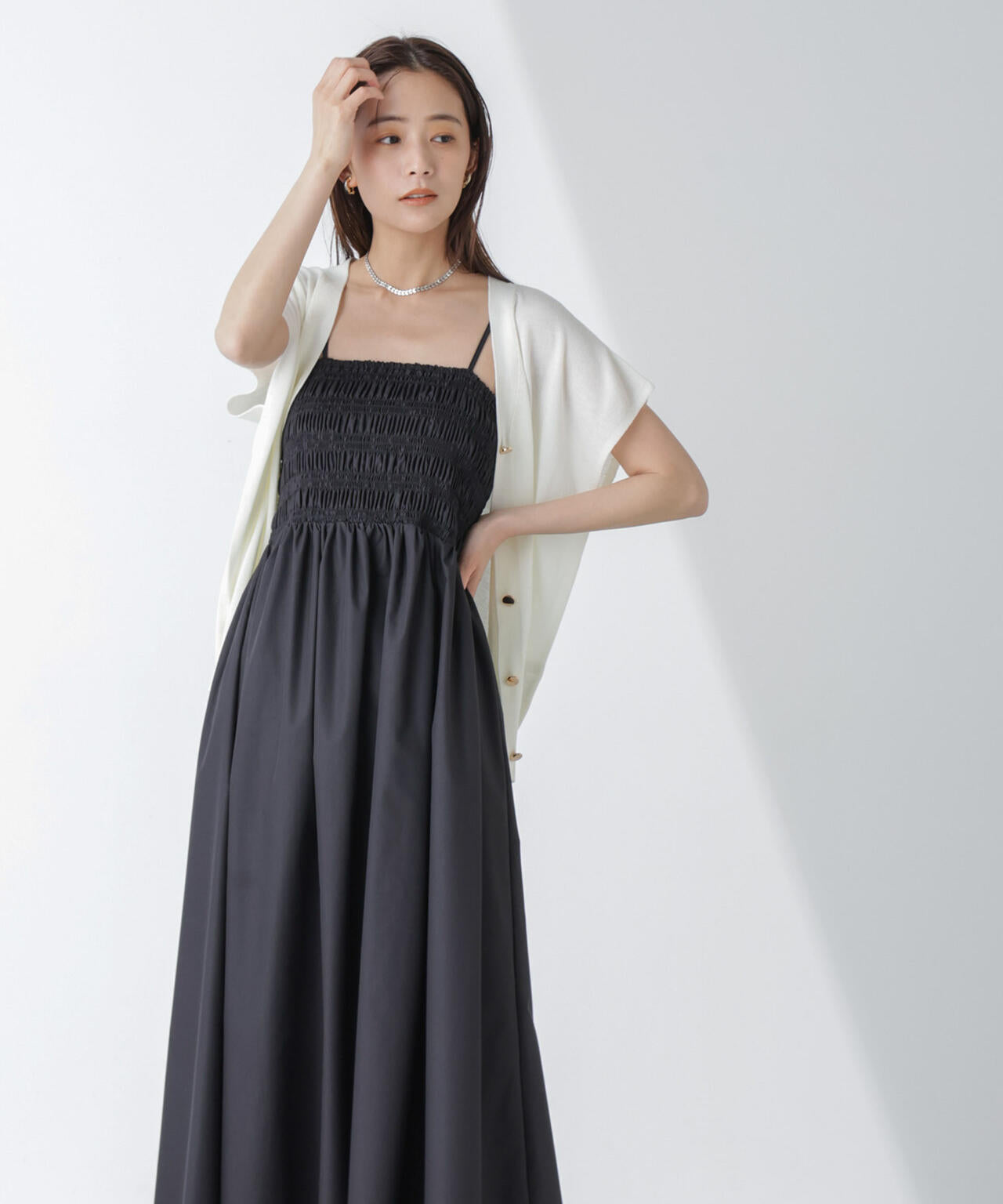 シャーリングキャミソールワンピース 6734119334