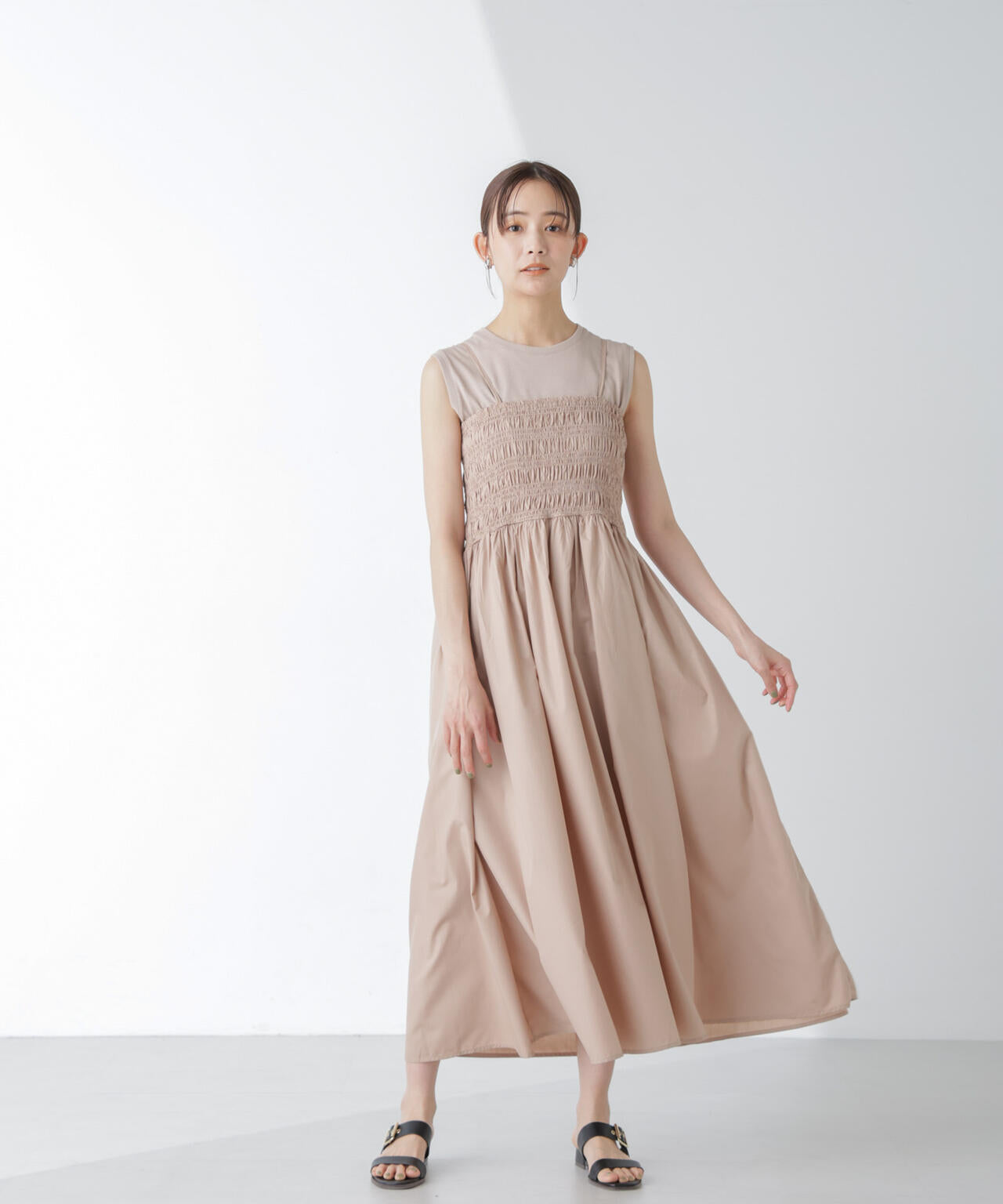 シャーリングキャミソールワンピース 6734119334