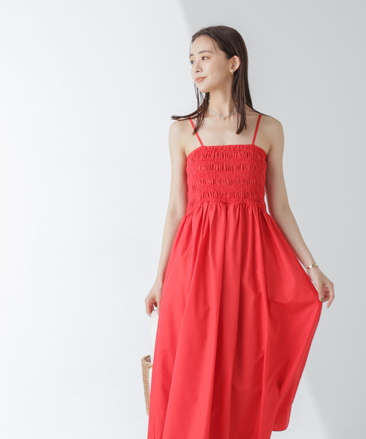 シャーリングキャミソールワンピース 6734119334