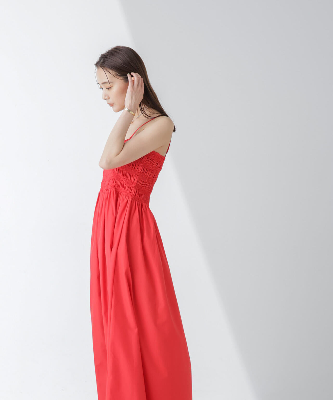 シャーリングキャミソールワンピース 6734119334