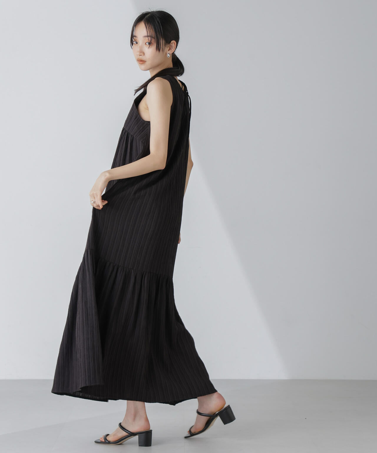 楊柳ティアード切り替えワンピース 6734119335