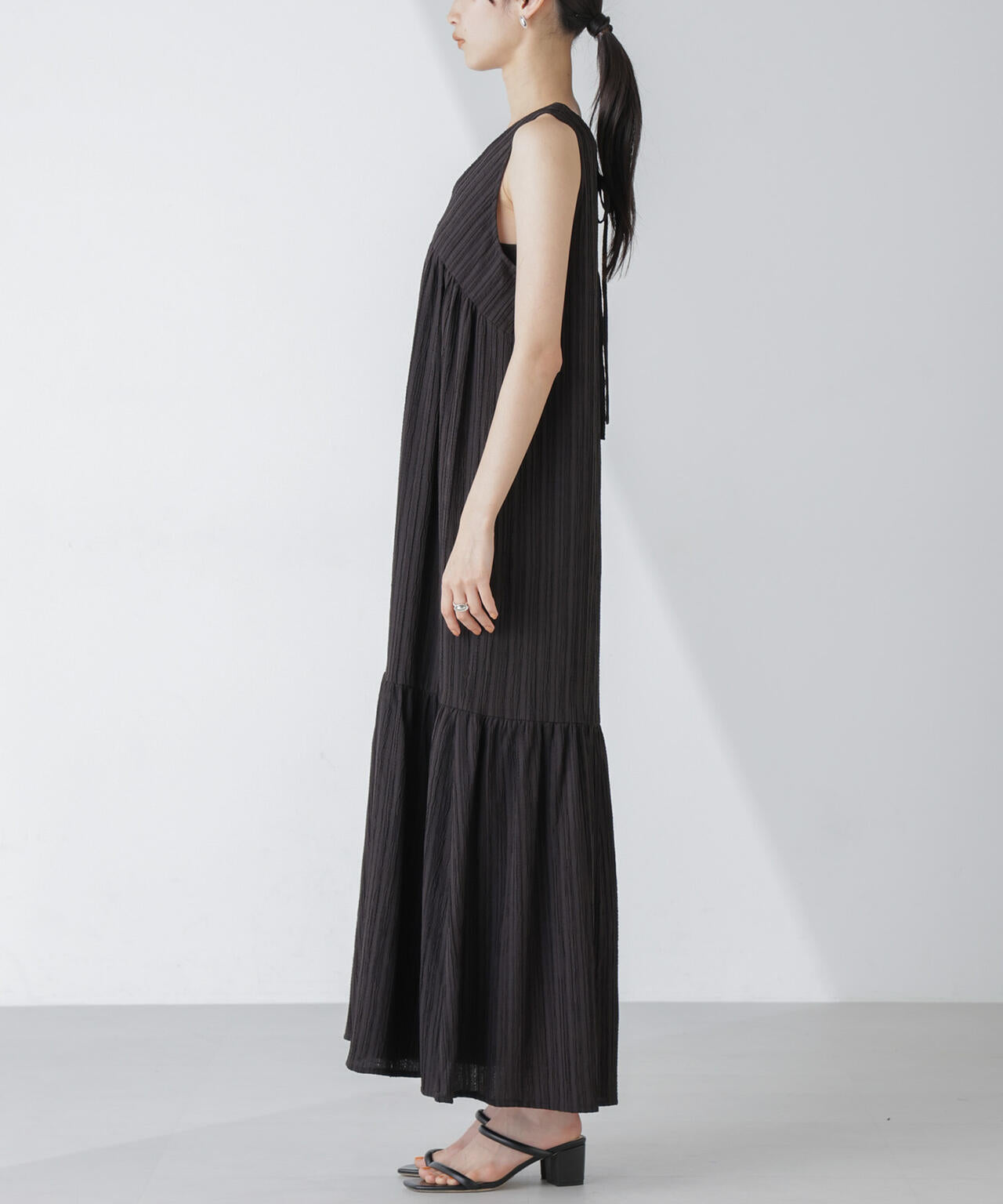 楊柳ティアード切り替えワンピース 6734119335