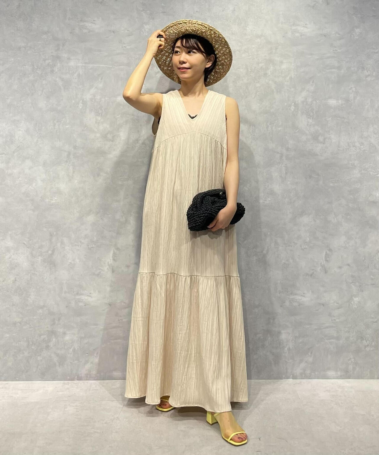 楊柳ティアード切り替えワンピース 6734119335