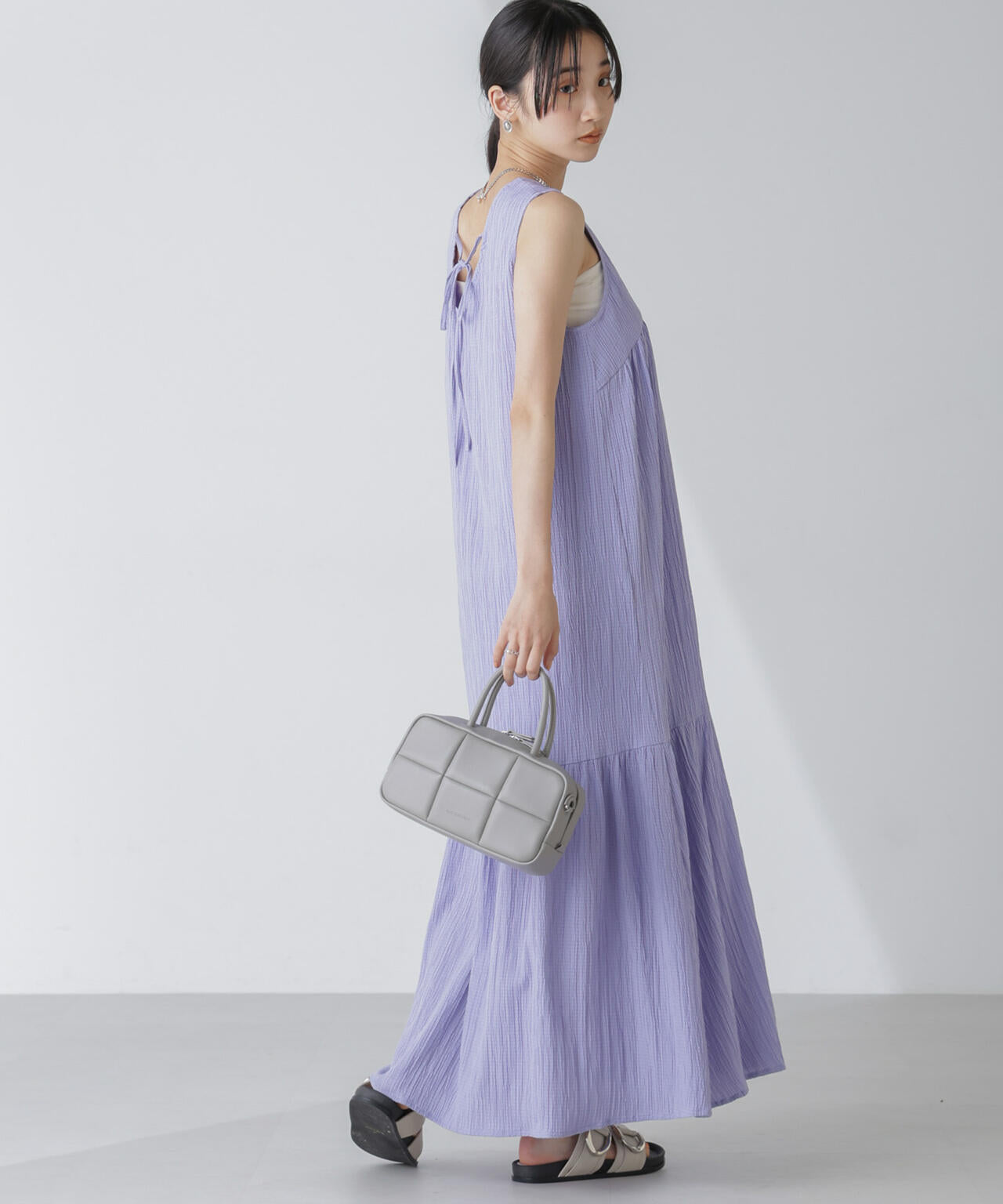 楊柳ティアード切り替えワンピース 6734119335