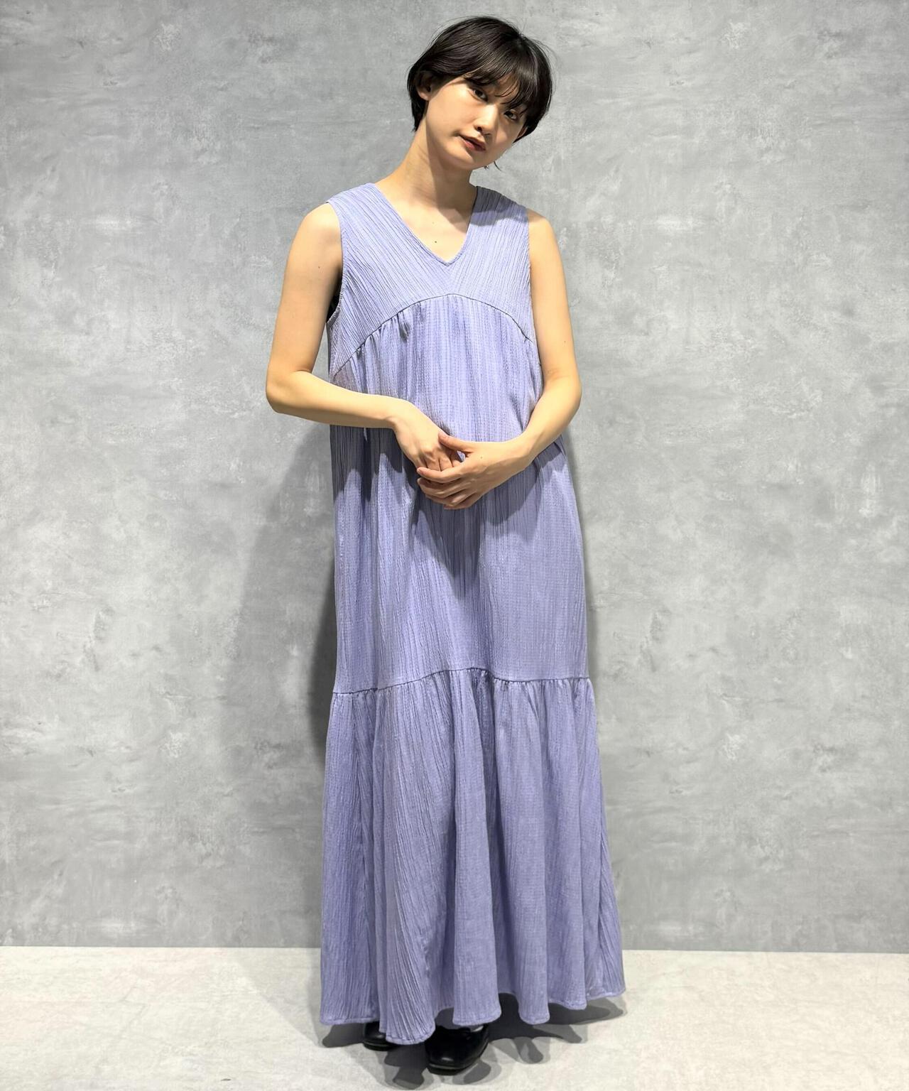 楊柳ティアード切り替えワンピース 6734119335