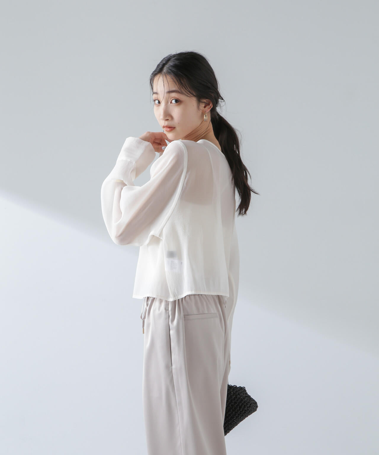 前後2wayワイドスリーブクロップドワイドシャツ 6734120322