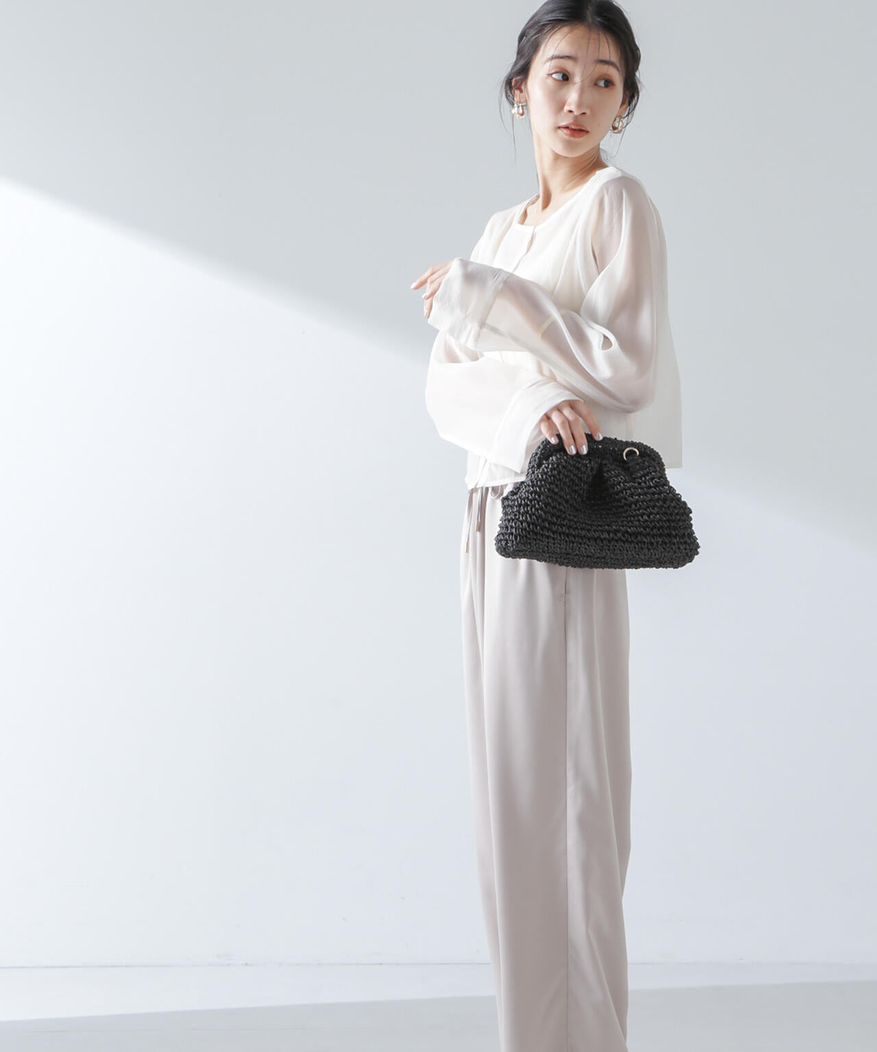 前後2wayワイドスリーブクロップドワイドシャツ 6734120322