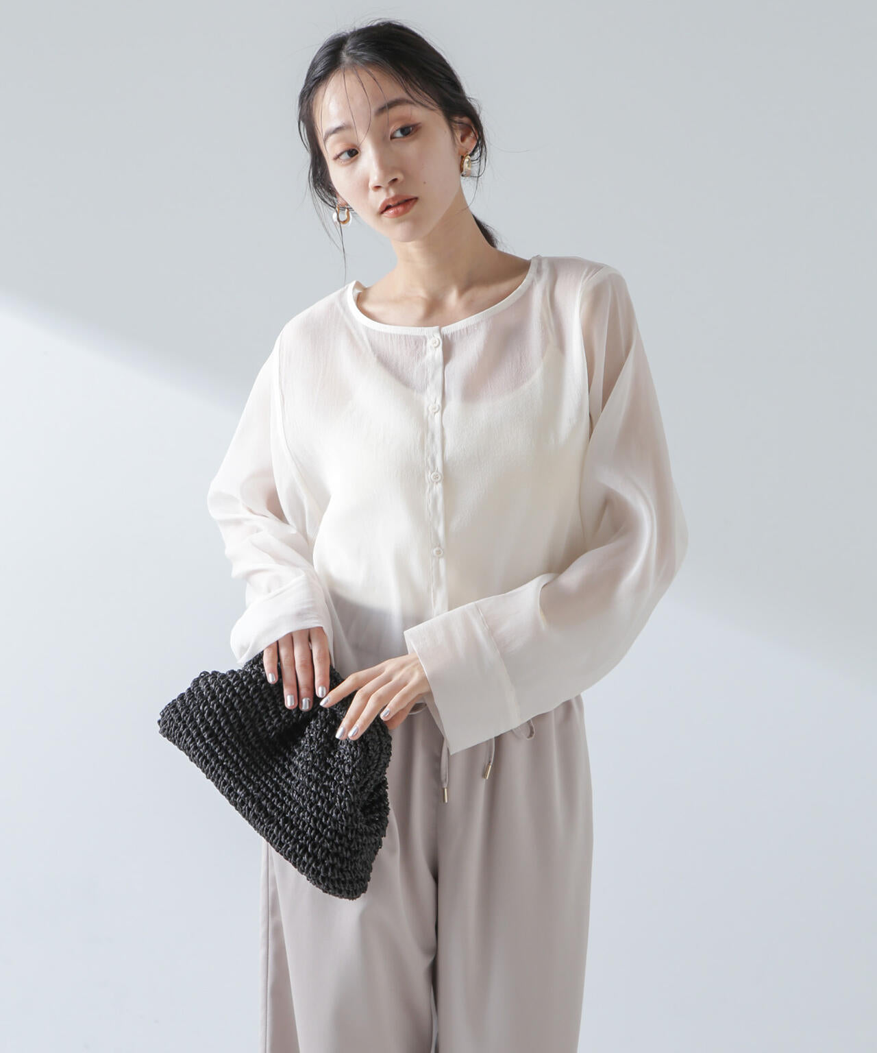 前後2wayワイドスリーブクロップドワイドシャツ 6734120322