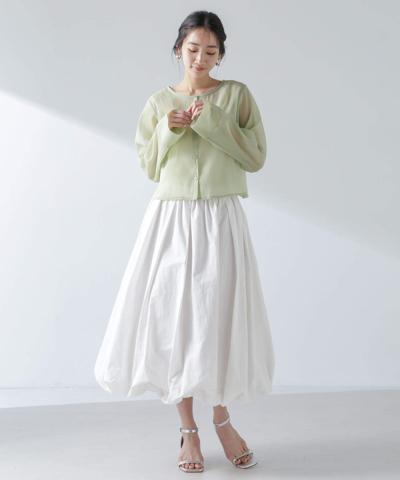 前後2wayワイドスリーブクロップドワイドシャツ 6734120322