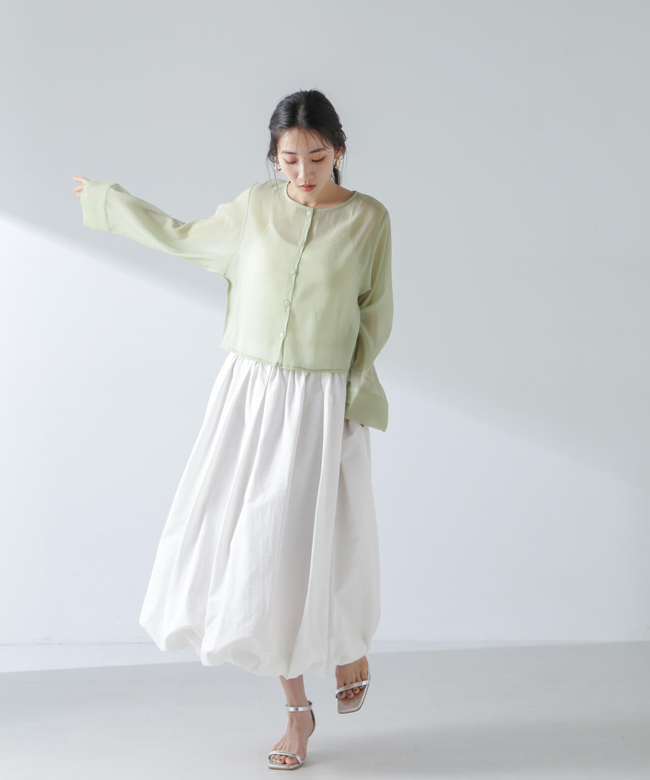 前後2wayワイドスリーブクロップドワイドシャツ 6734120322