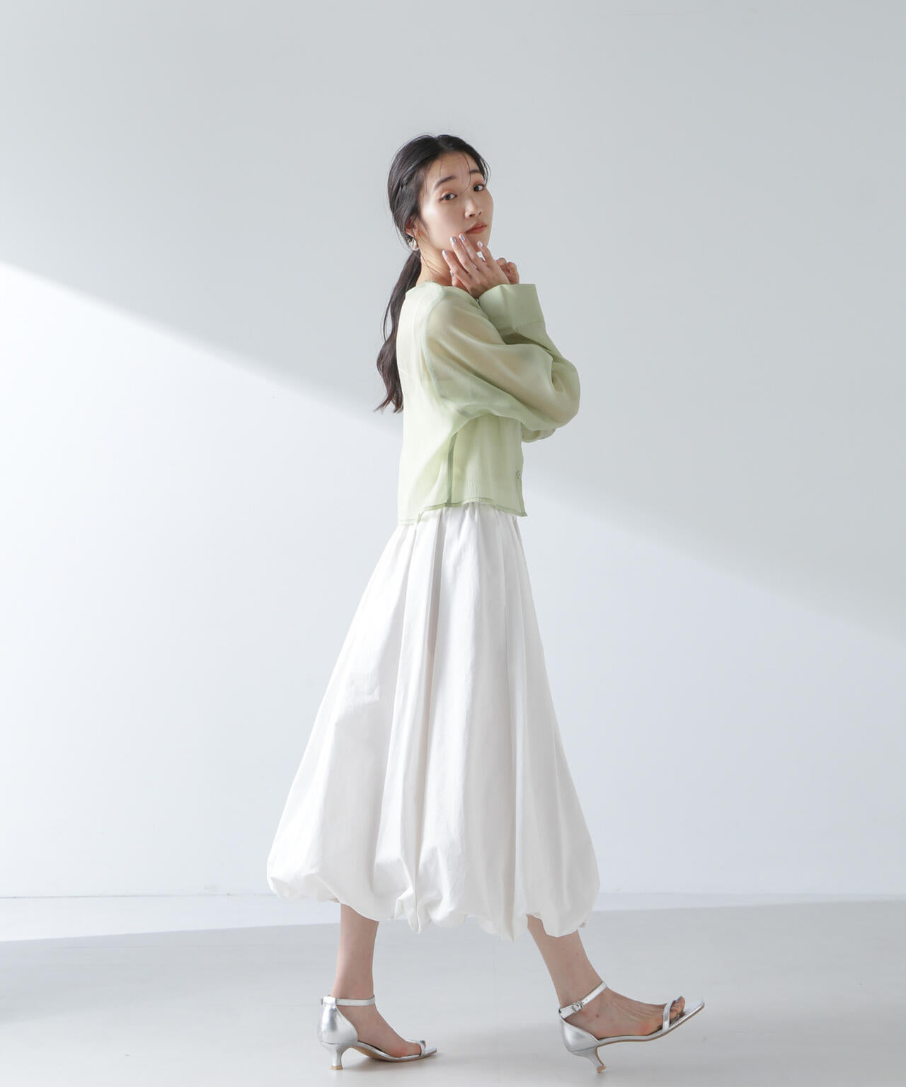 前後2wayワイドスリーブクロップドワイドシャツ 6734120322