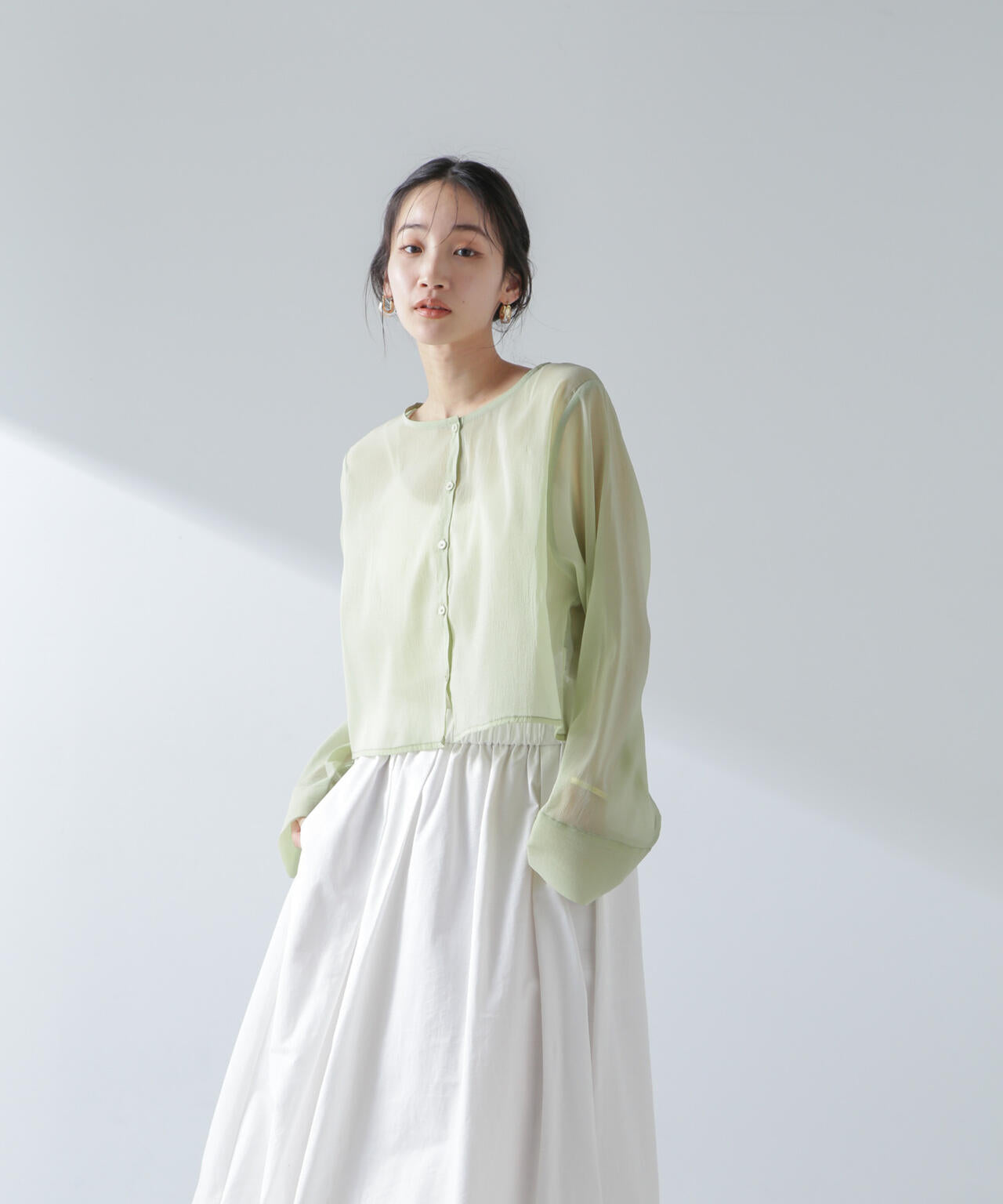 前後2wayワイドスリーブクロップドワイドシャツ 6734120322