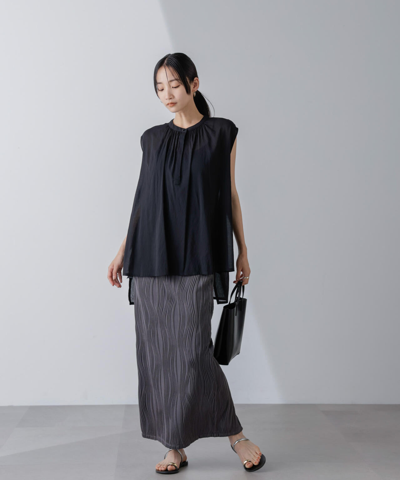 シアーノースリーブヘムブラウス 6734121317